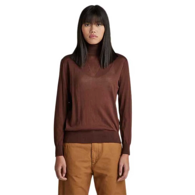 G-Star Women's Core Roll Neck Knitted Sweater, Brown (chocolate lab D21961-D166-D312), XS