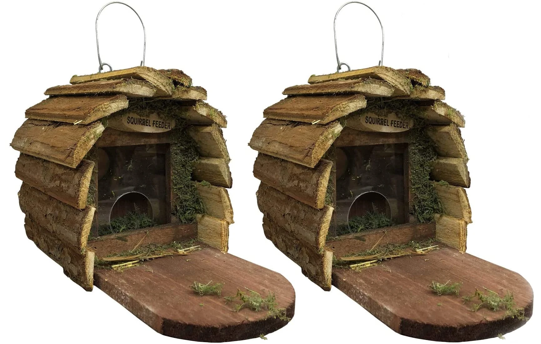 Selections Wooden Squirrel Feeder Hanging Box for Garden Outdoors (Pack of 2)