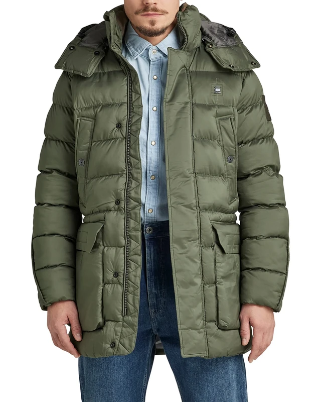 G-Star Men's G-Whistler Padded Hooded Parka, Green (lt hunter D20102-D199-8165), S