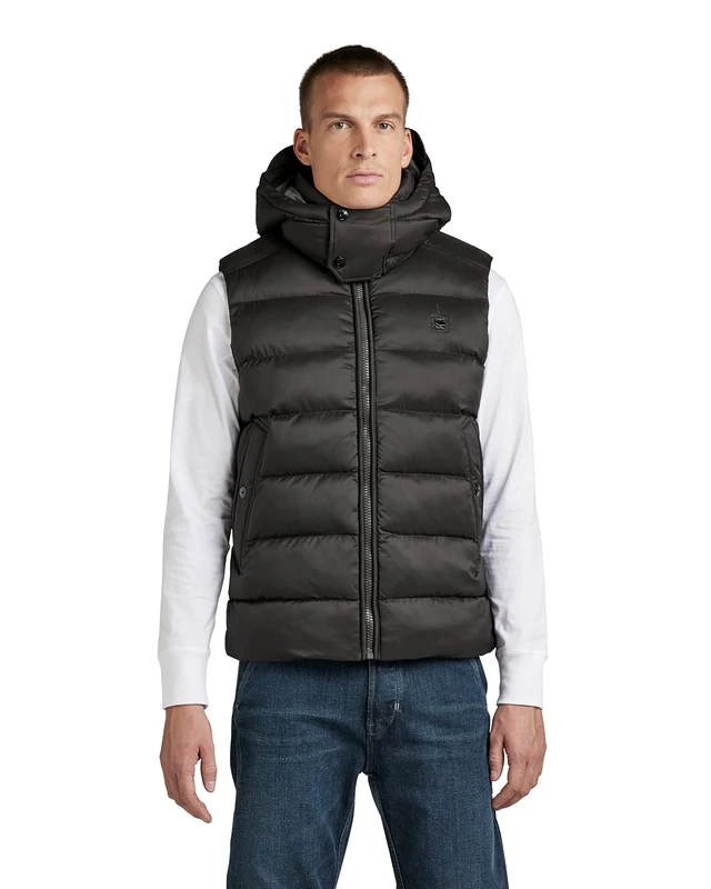 G-Star Men's G-Whistler Padded Hooded Vest, Black (dk black D20101-D199-6484), M