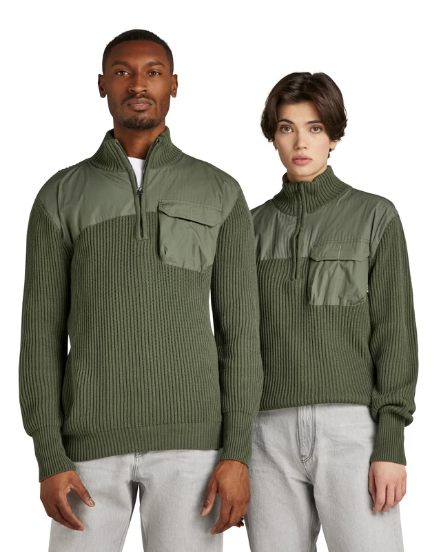 G-Star Men's Unisex Army Half Zip Knit, Green (lt hunter D22084-C868-8165), M