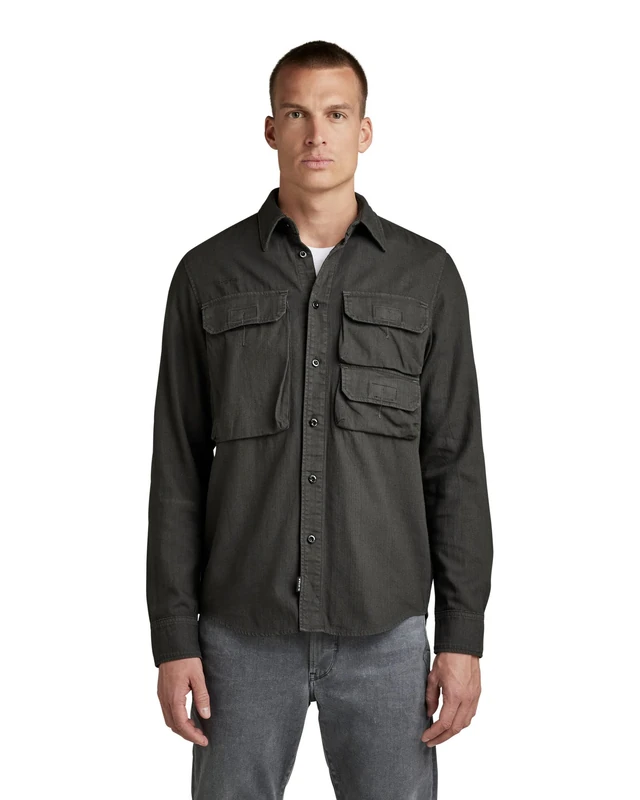 G-Star Men's Container Pocket Regular Shirt, Grey (cloack gd D22317-7647-C784), S