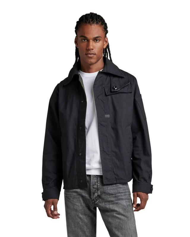 G-Star Men's High Collar Overshirt, Black (caviar D21981-9288-D301), L