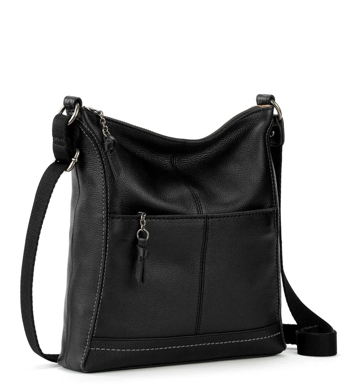 The Sak Lucia Crossbody Bag in Leather, Convertible Purse with Adjustable Strap, Black 1, One Size
