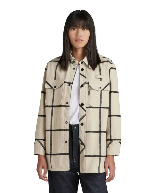 G-Star Women's Boyfriend Overshirt, Multicolour (brown rice louis check D22178-C840-D419), M