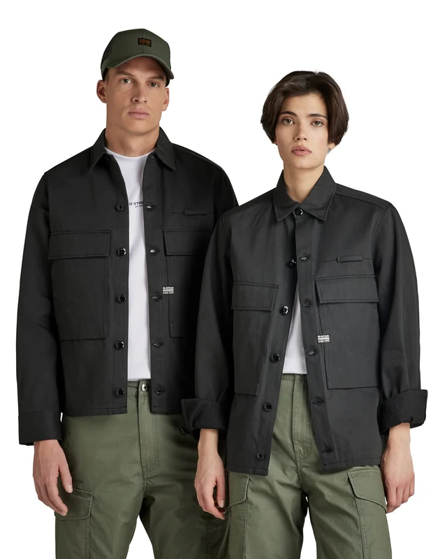 G-Star Men's Unisex Pocketony Service Overshirt, Blue (raw denim D22115-D189-001), L