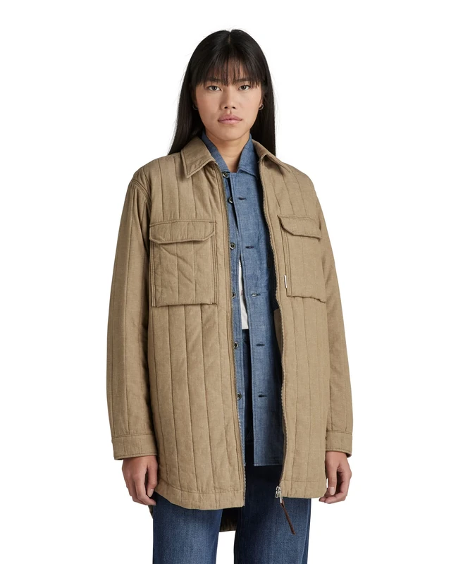 G-Star Women's Quilted Zipped Overshirt , Beige (tree house D22004-D187-C941), S