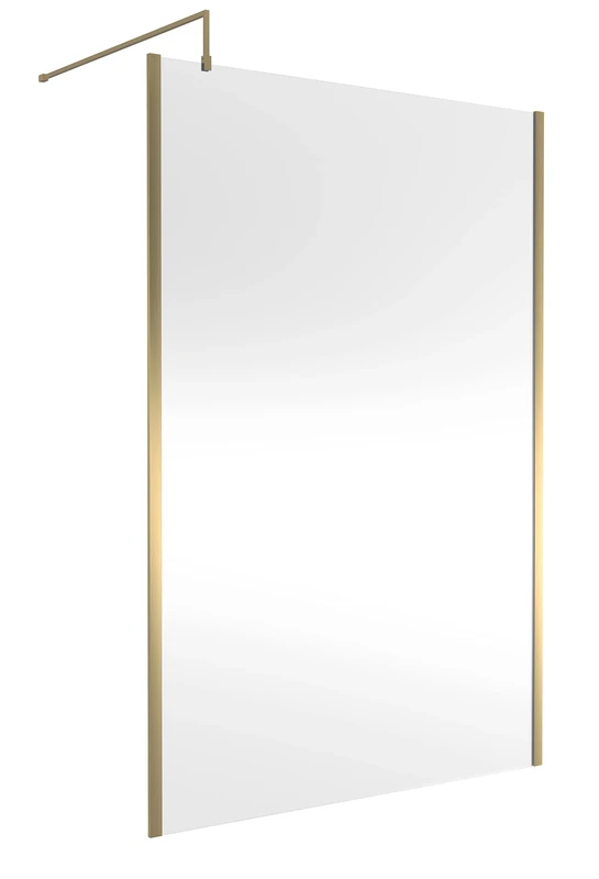 Hudson Reed WRSOBB14 Modern Bathroom Outer Framed Wall Fixed Wetroom Screen with Support Arm, 1400mm, Brushed Brass