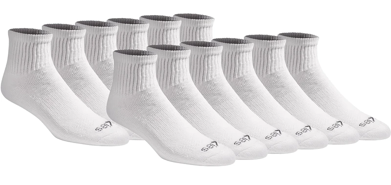Dickies Men's Dri-tech Moisture Control Quarter Socks, Available in M-XXL (6, 18 Casual, Solid White (12 Pairs), Medium (Pack of 12) - Image 1