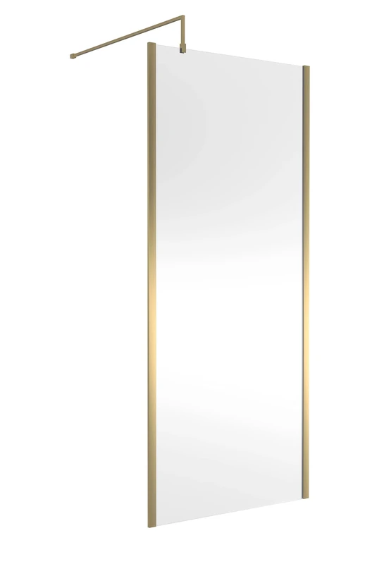 Hudson Reed WRSOBB90 Modern Bathroom Outer Framed Wall Fixed Wetroom Screen with Support Arm, 900mm, Brushed Brass