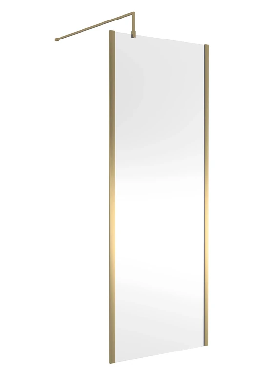 Hudson Reed WRSOBB80 Modern Bathroom Outer Framed Wall Fixed Wetroom Screen with Support Arm, 800mm, Brushed Brass