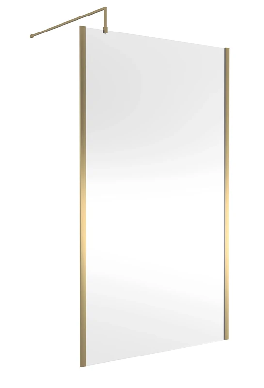 Hudson Reed WRSOBB12 Modern Bathroom Outer Framed Wall Fixed Wetroom Screen with Support Arm, 1200mm, Brushed Brass