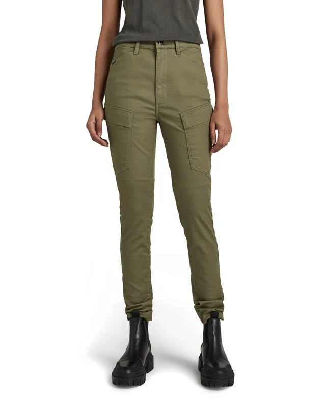 G-Star Women's Kafey Cargo Ultra High Skinny Pants, Green (shadow olive D21099-C105-B230), 27W / 34L