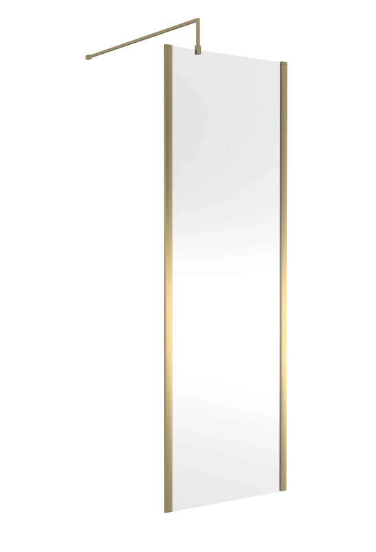 Hudson Reed WRSOBB70 Modern Bathroom Outer Framed Wall Fixed Wetroom Screen with Support Arm, 700mm, Brushed Brass