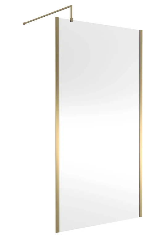 Hudson Reed WRSOBB11 Modern Bathroom Outer Framed Wall Fixed Wetroom Screen with Support Arm, 1100mm, Brushed Brass