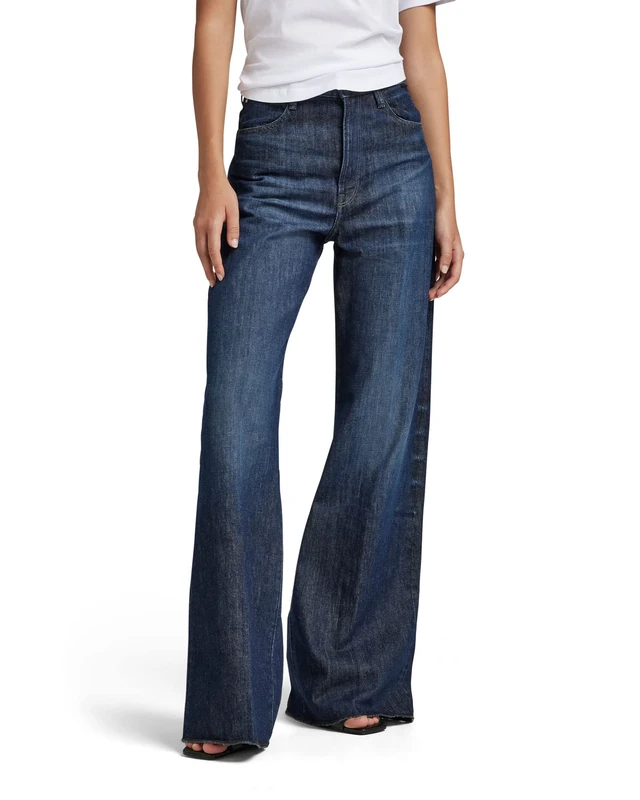 G-Star Women's Deck Ultra High Wide Leg Jeans, Blue (worn in ocean reef D20987-B988-D348), 26W / 32L