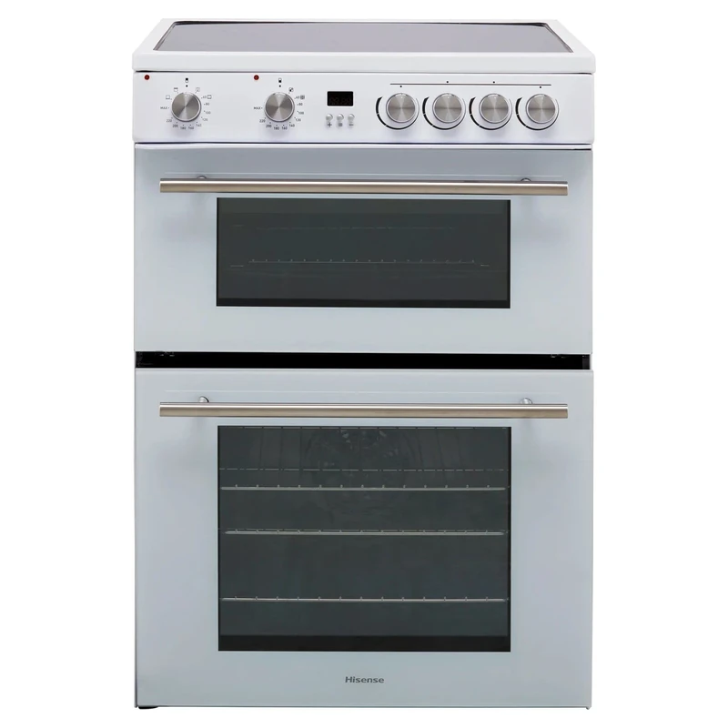 Hisense HDE3211BWUK 60cm Electric Cooker with Ceramic Hob-White A Rated Double Oven - White