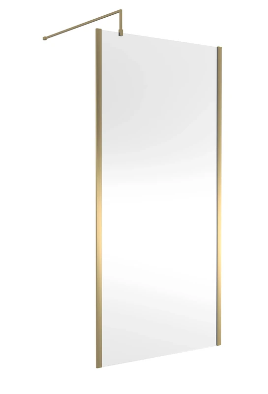 Hudson Reed WRSOBB10 Modern Bathroom Outer Framed Wall Fixed Wetroom Screen with Support Arm, 1000mm, Brushed Brass
