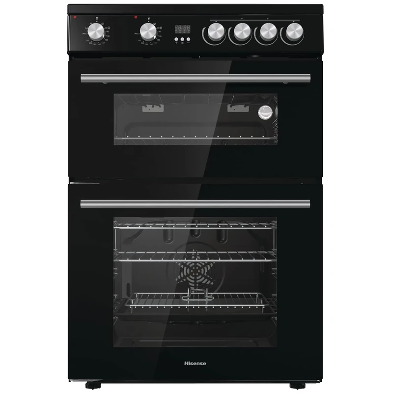 Hisense HDE3211BBUK 60cm Electric Cooker with Ceramic Hob-Black , A Rated Double Oven