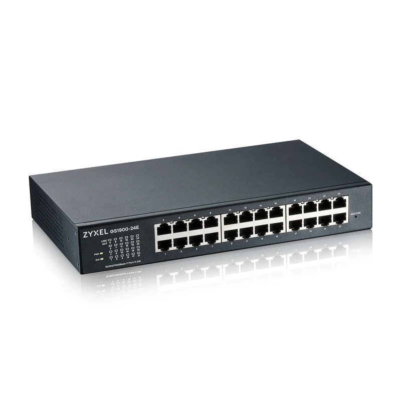Zyxel 24-Port Gigabit Switch | Smart-Managed | Rack/Table & Fanless Mounting | VLAN, IGMP, QoS [GS1900-24E]