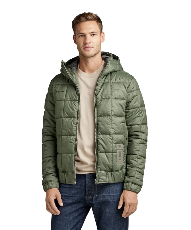G-Star Men's Meefic Squared Quilted Hooded Jacket, Green (lt hunter D22716-B958-8165), M