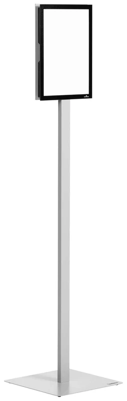 Durable Info Sign with Rotating A4 Board - Information Floor Stand Made From Strong Metal - Double Signage Panel - Includes 2 Black Magnetic Frames - Grey