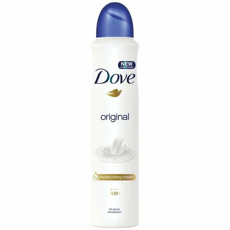 Dove Original Antiperspirant Deodorant Spray, Provides up to 48 Hours of Sweat Protection, Fresh Scent, Aerosol, 6 x 250 ml
