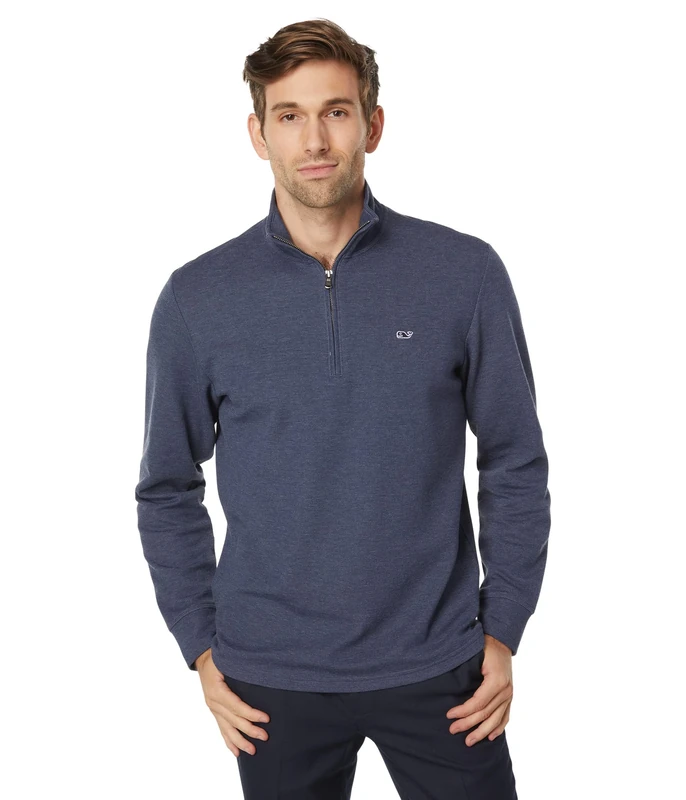 Vineyard Vines Men's Saltwater Quarter-Zip Pullover Sweater, Deep Bay, L