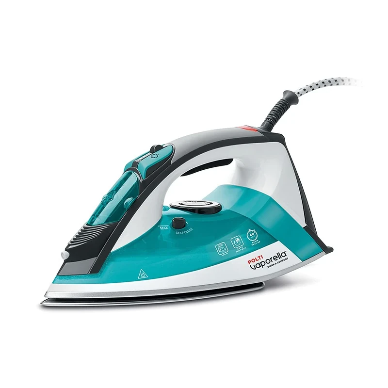 Polti Vaporella Quick&Comfort QC120 Steam Iron with stainless steel soleplate, Handle with soft touch pad, 2400 W, Steam boost 180 g, White/Blue/Black