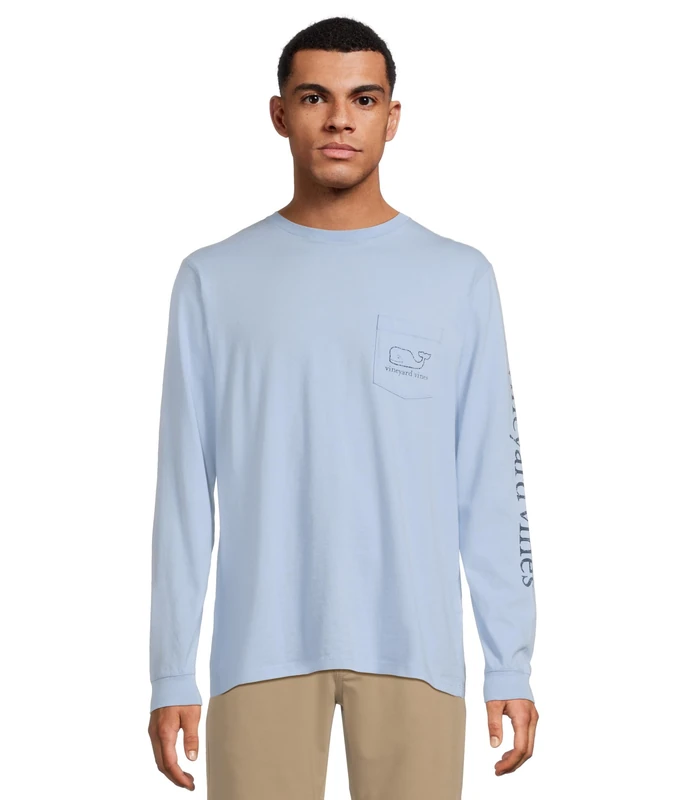 Vineyard Vines Men's Long Sleeve Vintage Whale Pocket T-Shirt, Jake Blue, XS