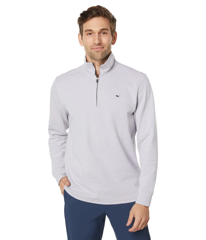 vineyard vines Men's Saltwater 1/4-zip Pullover Sweater, Granite, S