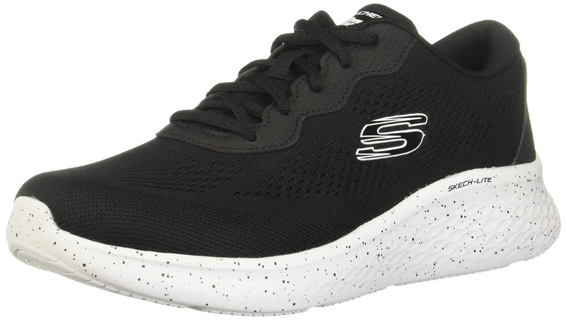 Skechers Women's Skech-Lite Pro Sneaker, Black Mesh/White Trim, 4.5 UK
