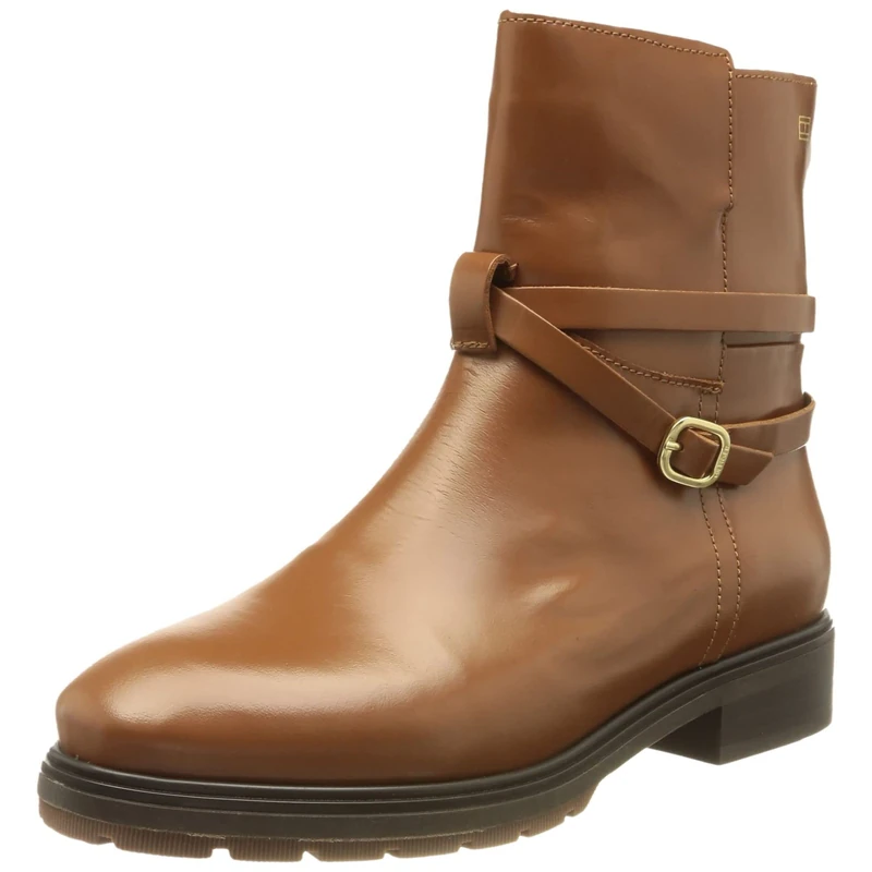 Leather Belt Low Boot, Brown, 7