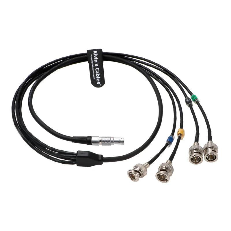 Alvin's Cables Sync Cable for RED Komodo Straight 9 Pin Male to 4 Ports BNC for Timecode in| Timecode out| Genlock| GPI