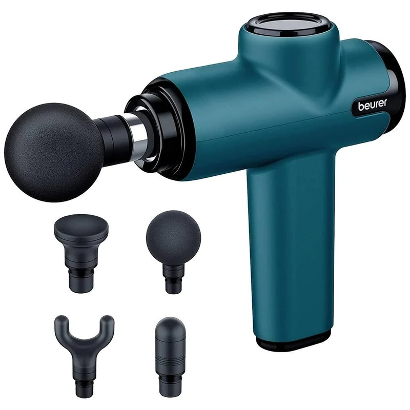 Beurer MG 99 Massage Gun, Handy Massage Gun with 4 Attachments, Powerful Trigger Point Massage, Relaxing Tension, Compact Muscle Massager with 5 Intensity Levels & Battery