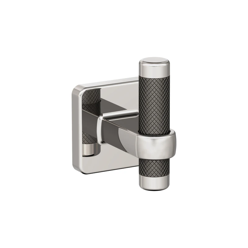 Amerock BH36563PNGM | Polished Nickel/Gunmetal Single Robe Hook | 2-11/16 in. (68 mm) Length Towel Holder | Esquire | Towel Hook for Bathroom | Bathroom Hardware | Bath Accessories