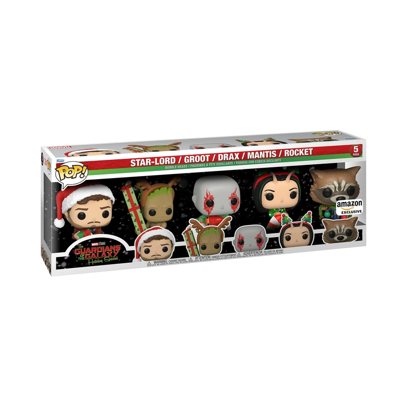 Funko Pop! Marvel: Holiday - Starlord, Groot, Drax, Mantis and Rocket Raccoon - Guardians Of the Galaxy 5 Pack - Marvel Comics - Amazon Exclusive - Collectable Vinyl Figure - Gift Idea - Movies Fans