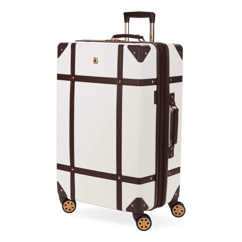 SwissGear 7739 Hardside Luggage Trunk with Spinner Wheels, White, Checked-Large 26-Inch, 7739 Hardside Luggage Trunk with Spinner Wheels