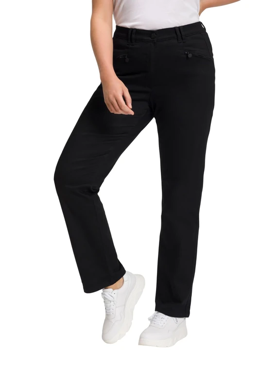 Ulla Popken Women's Basic-Stretchhose Mony Pants, Schwarz,