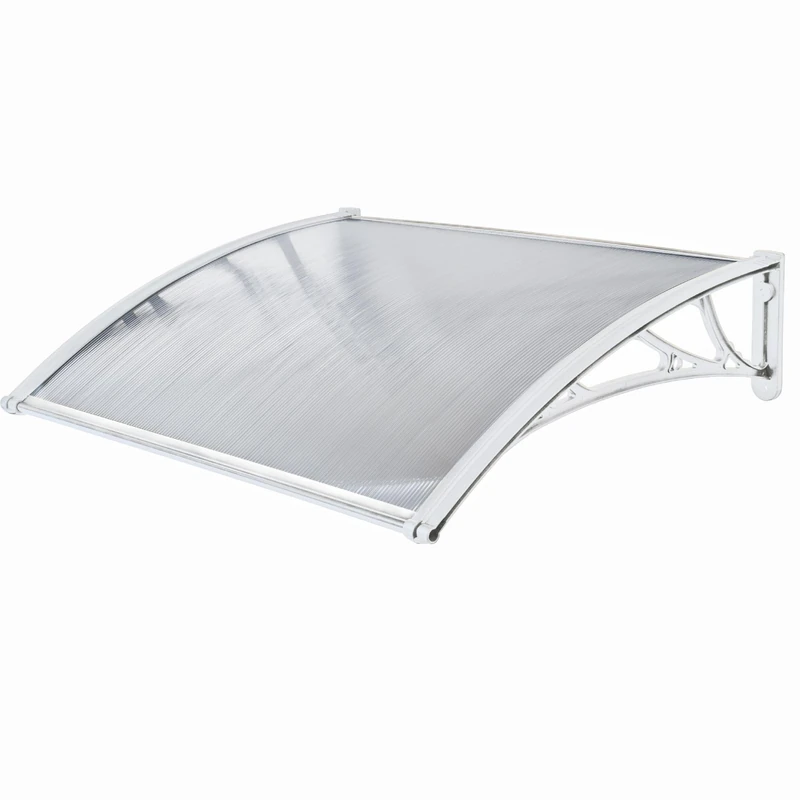 WERKA PRO Polycarbonate Awning 80 x 120 cm for Front Door, Garage and Window – Outdoor Rain and Bad Weather Protection – Awning for Home – Easy Installation – White