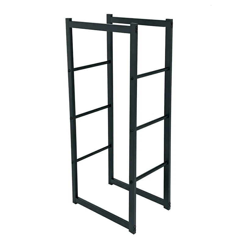 WERKA PRO Epoxy Metal Wooden Shelf Interior 100 x 45 x 30 cm - Sturdy and Durable - Store Your Firewood and Compressed Logs - Storage Design - Large Capacity - Black