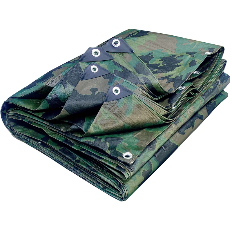 WERKA PRO Camouflage Tarpaulin Rot-Proof for Outdoor 130g/m² -Excellent Waterproof-Durable Protection 5 x 6 m-Aluminium Eyelets-Various Uses, Polyvinyl Chloride (PVC), 5x6m