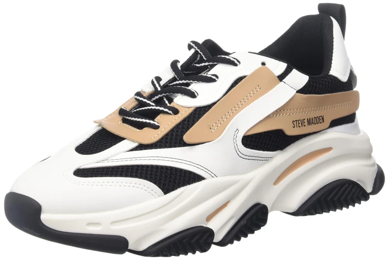 Steve Madden Women's Possession Sneaker - Black/Tan - Size 7 US