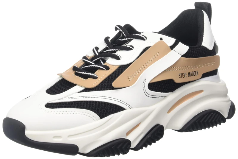 Steve Madden Women's Possession Sneaker, Black/Tan, 7.5 UK