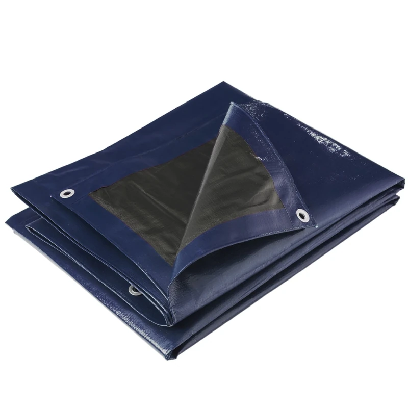 WERKA PRO Heavy Waterproof Tarpaulin 130 g/m² for Outdoor Use – Excellent Waterproof – Thick Protection 5 x 8 m for Construction Sites, Machine, Firewood, Home and Garden – Black and Blue