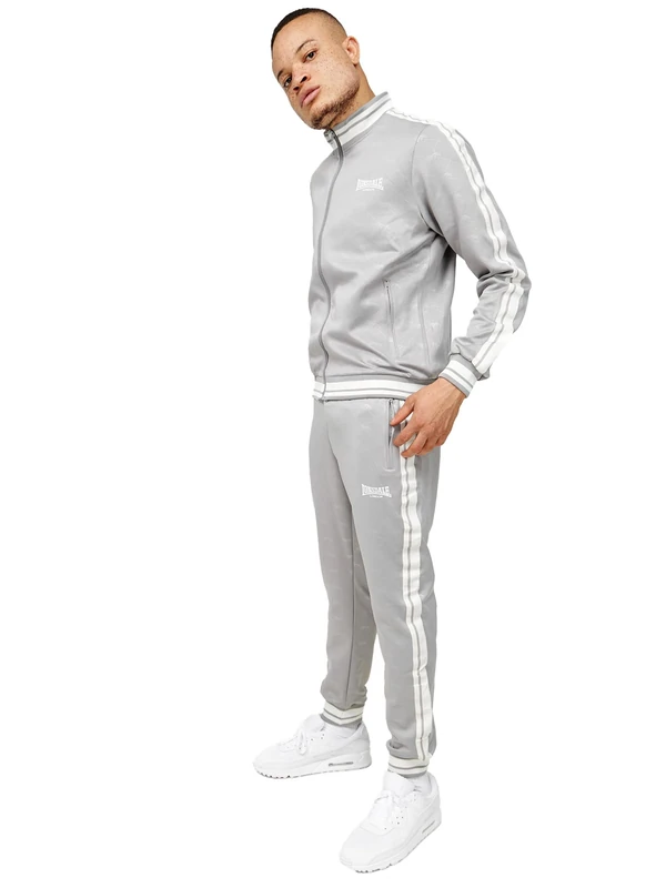 Lonsdale Men's Ashwell Tracksuit, grey/white, L