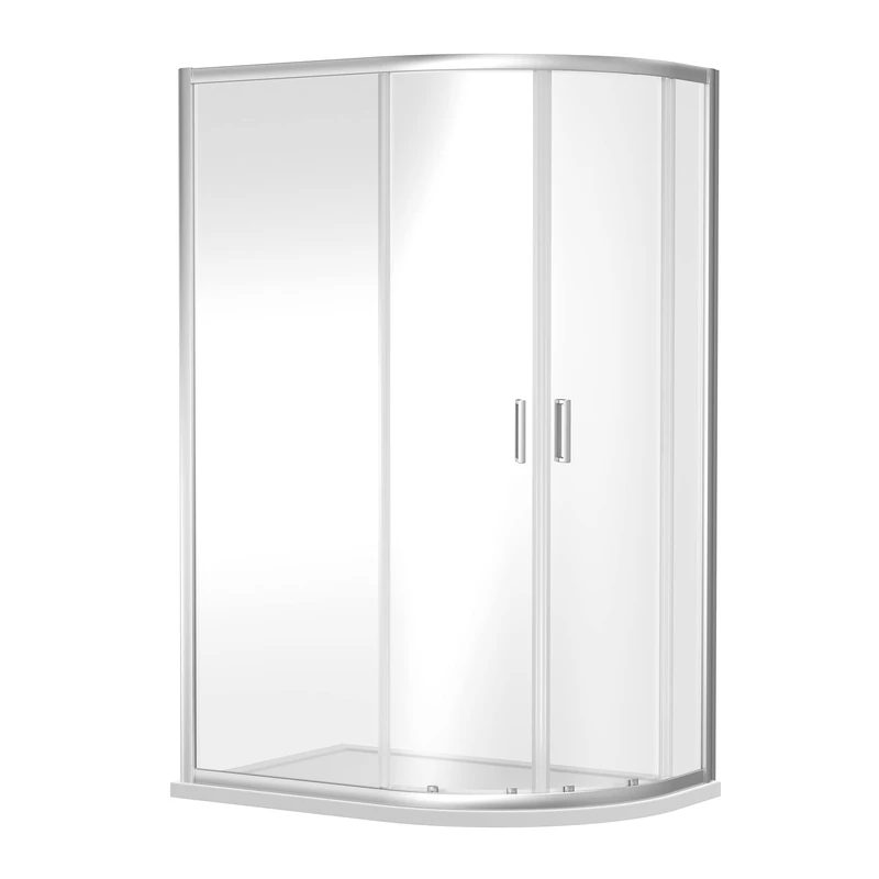 nuie SQU128 Rene Modern Bathroom Reversible 6mm Toughened Safety Glass Offset Quadrant Shower Enclosure, 1200mm x 800mm, Chrome