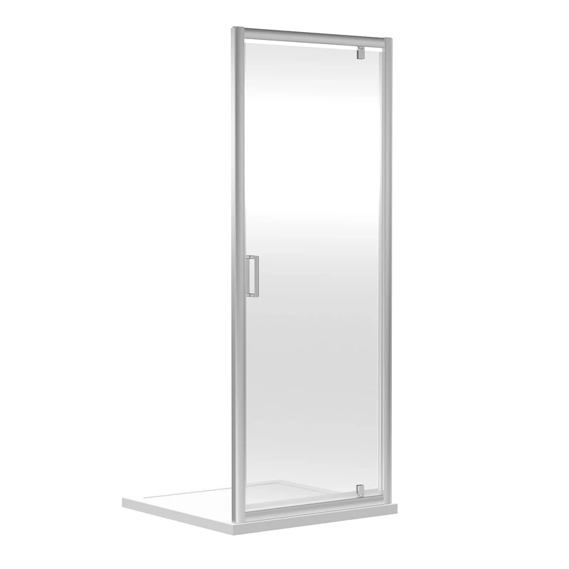 nuie SQPD80 Rene Modern Bathroom Reversible 6mm Toughened Safety Glass Pivot Shower Door, 800mm, Chrome
