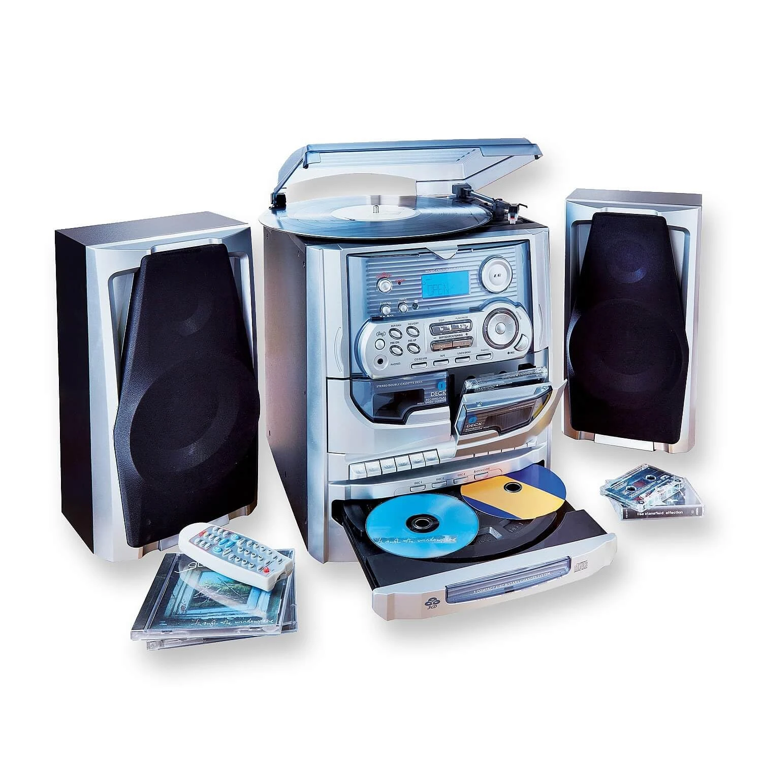 Coopers of Stortford - Vinyl Player, CD Player & Cassette Tape Player - Home Stereo HiFi System, with USB & Memory Card Slot - Hi Fi Music Systems & Vinyl Record Player, Includes Remote Control