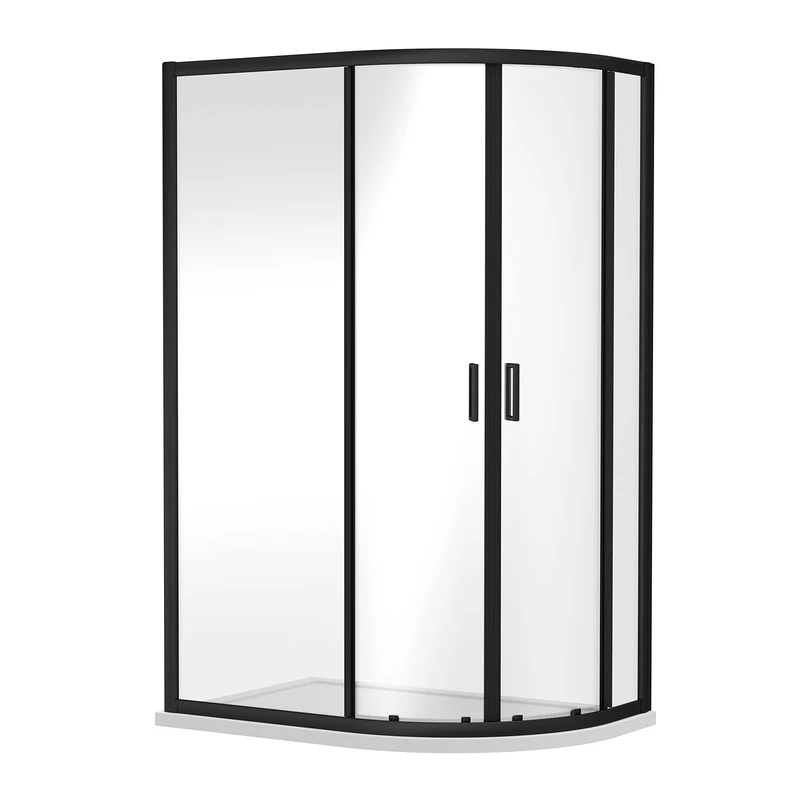 nuie SQU108BP Rene Modern Bathroom Reversible 6mm Toughened Safety Glass Offset Quadrant Shower Enclosure, 1000mm x 800mm, Satin Black